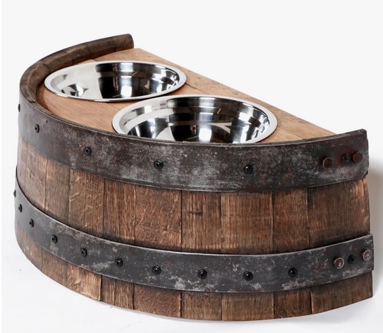 Pet Feeder made from recycled whiskey barrels - Small