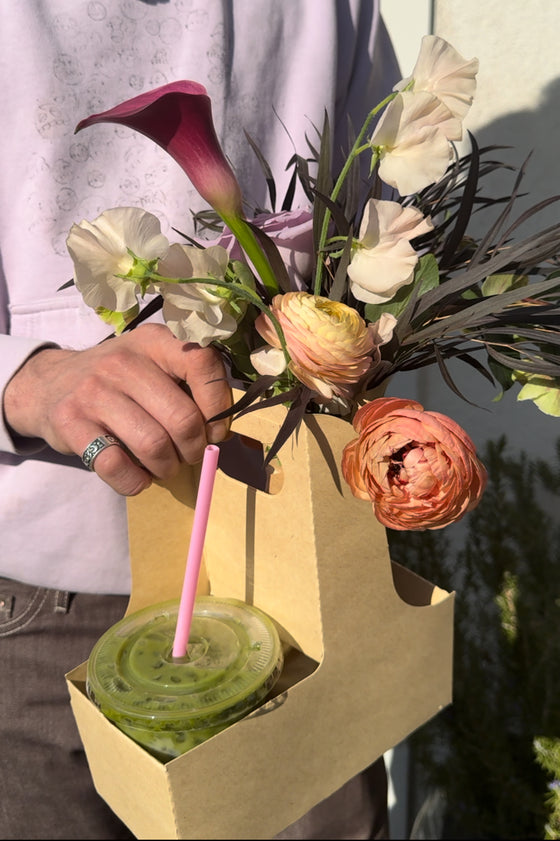 Valentine's Seasonal Flower Arrangement / Plant + Latte <3