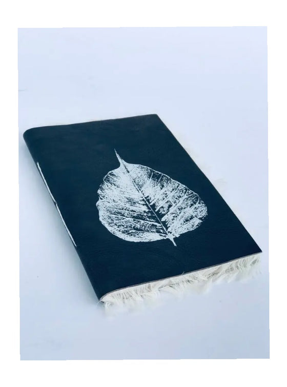 Frayed Leaf Leather Journal | Medium | Black