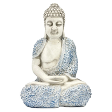  16" Blue & White Sitting Buddha Garden Statue