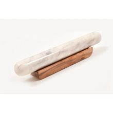  White Marble Rolling Pin and Wood Base