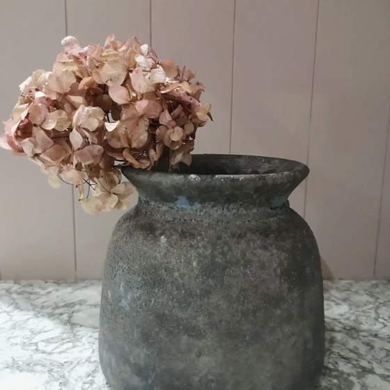 Bali Light Grey Vintage Stone Vase