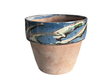  Cottage Crafted Flower Pot, Large, Marbleized Blue