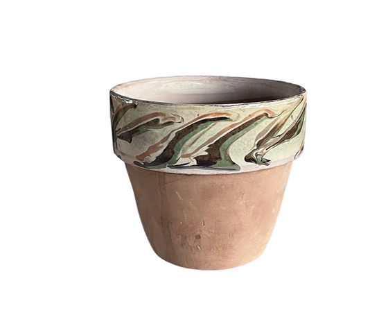 Cottage Flower Pot, Small - Marbleized Cream