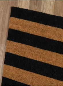  Erin Gates Park Stripe Black Hand Woven Natural Coir Doormat