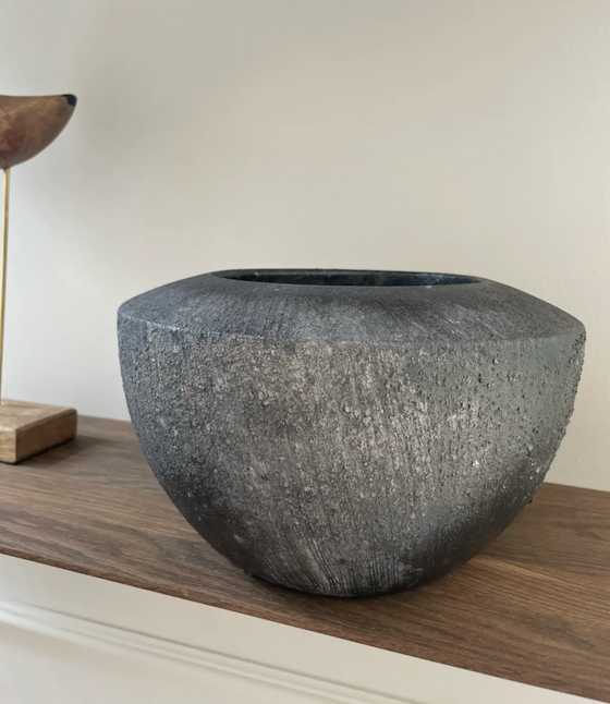 Bali Dark grey vintage stone pot large